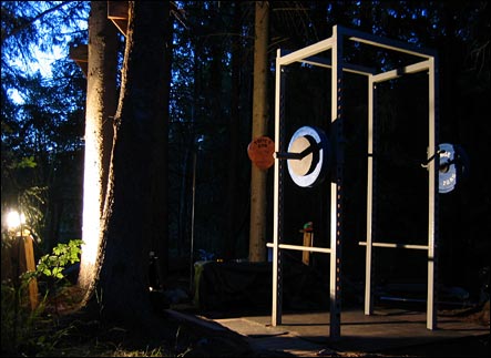 Illuminated gym in the middle of the night